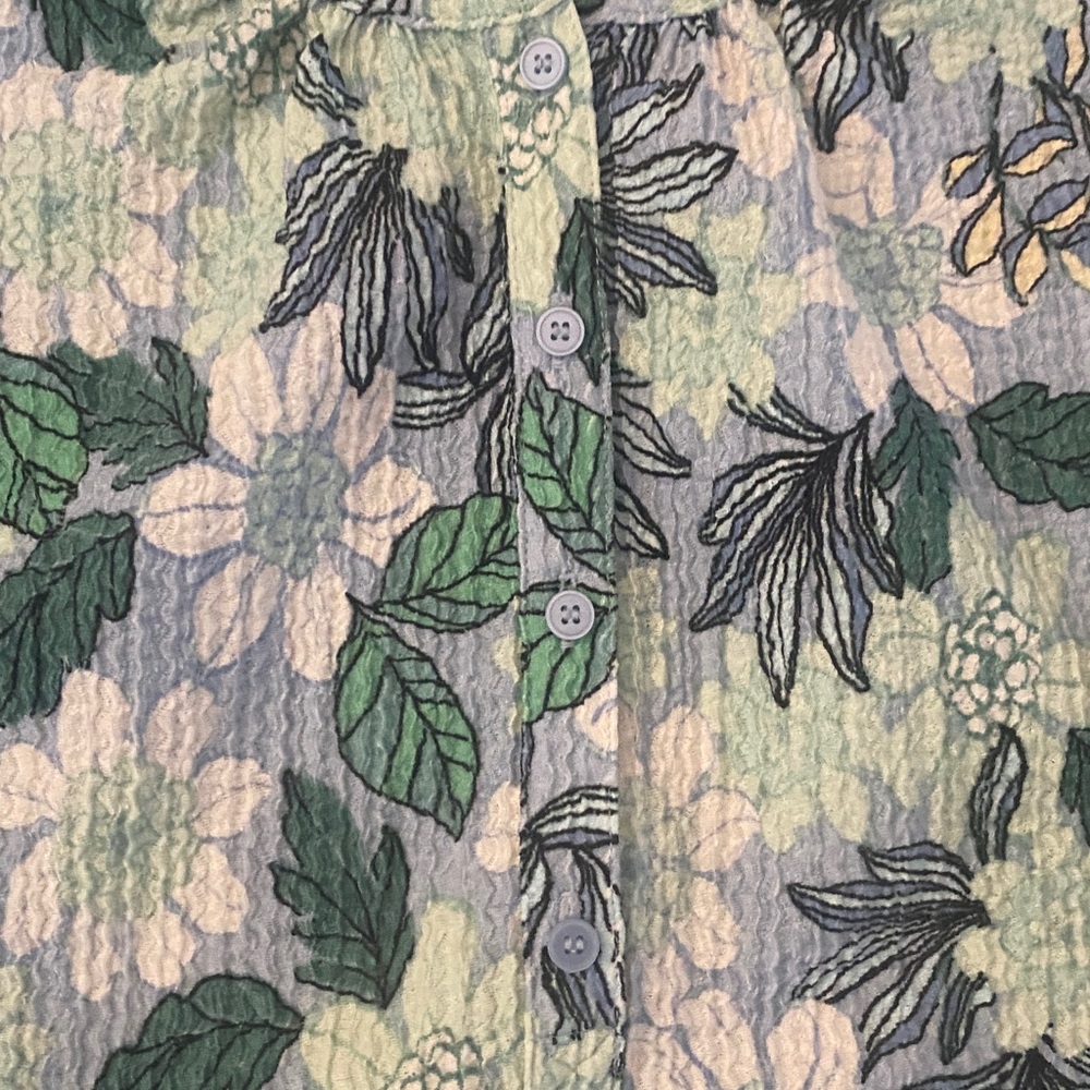 LOFT Textured Floral Button-Up Top - Picture 2 of 4